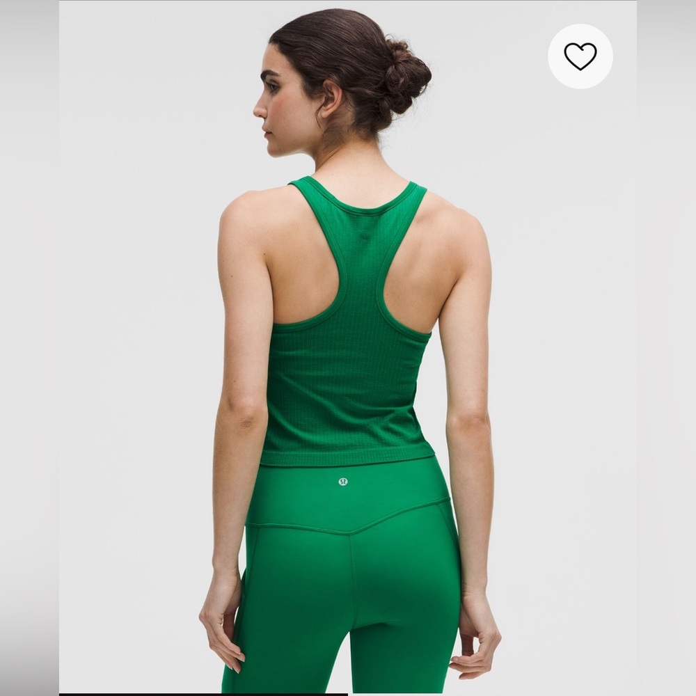 Lululemon Ebb to Street Cropped Racerback Top Size 12 Raceway Green - Picture 3 of 7